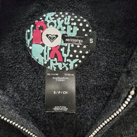 Roxy Junior's 100% Nylon Black Teddy Bear Feel Embroidered Zip Front Jacket Sz S - Picture 4 of 7